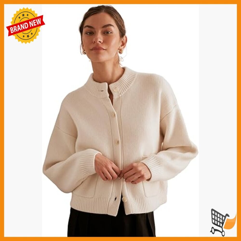 Oversized Cashmere Cardigan High Neck Button Up Heavyweight Sweater